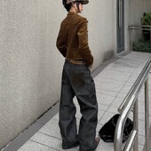 14.5赤耳窄幅红边固色原牛A字麂皮拼接差异化牛仔裤 august rain