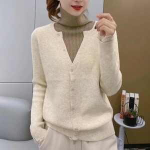 秋冬高领假两件加厚一体绒毛衣女妈妈装保暖洋气百搭加绒针织上衣