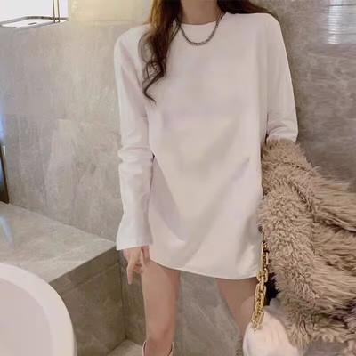 重工烫钻长袖T恤女纯棉春秋季