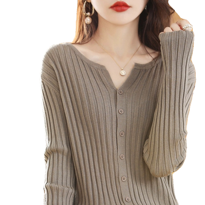 秋冬V领设计感小众长袖针织开衫