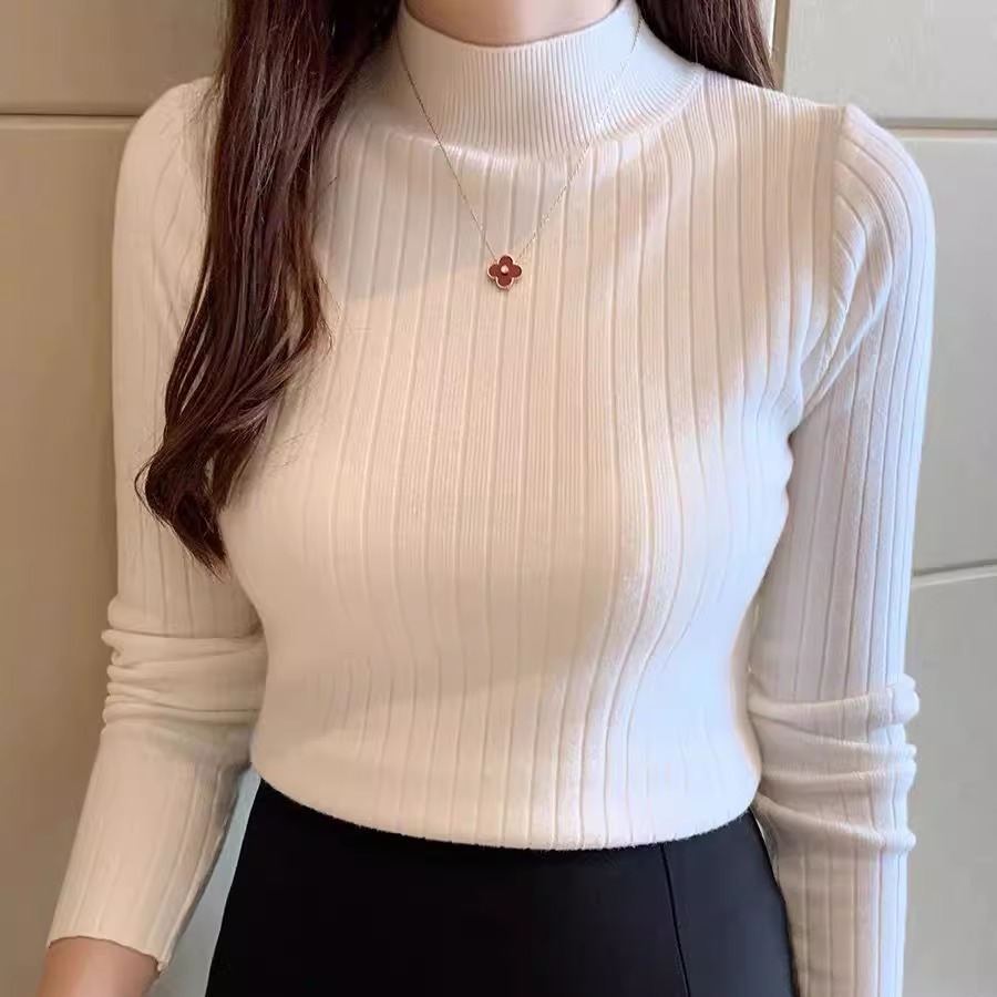 半高领纯色打底衫内搭外穿洋气