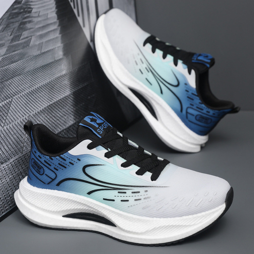 情侣运动鞋户外透气真爆碳板时尚简约轻便跑步鞋减震情侣款厚底