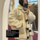 GROVE现H25冬款 韩国东大门高端复古百搭撞色宽松加厚羊羔毛外套女