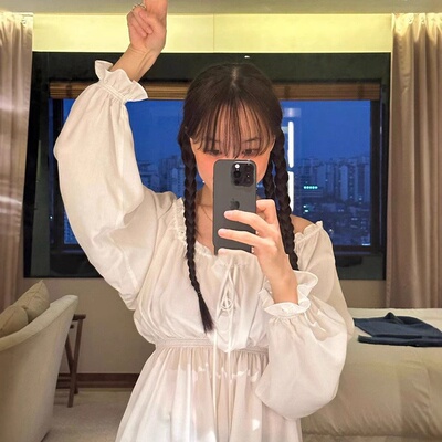 韩国fletta木耳边衬衫长袖娃娃衫
