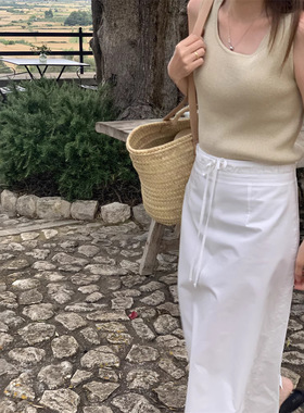 lerobe现货25夏款韩国东大门纯色法式百搭无袖打底内搭背心上衣女