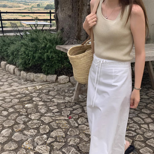 lerobe现货25夏款韩国东大门纯色法式百搭无袖打底内搭背心上衣女