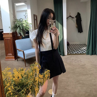 The Barnnet现H25夏款韩国东大门白色百搭休闲收腰显瘦短袖衬衫女