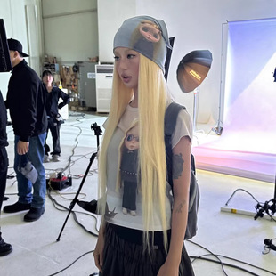 coyseio现H26款小众设计感数码印花纯棉帽子可调节纽扣软顶包头帽