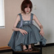 Freckle现H25夏款 韩国东大门小羊刺绣两穿纯色蝴蝶结背带裙蓬蓬裙
