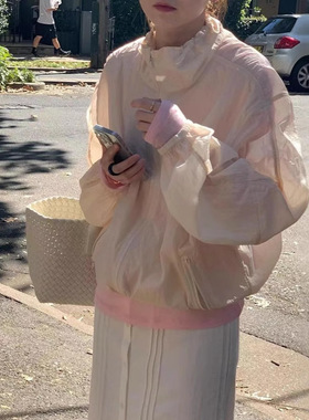 LEROBE现货25夏款韩国东大门尼龙质感立领薄款防风夹克防晒服外套