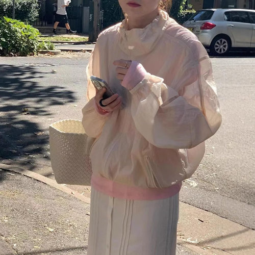 LEROBE现货26夏款韩国东大门尼龙质感立领薄款防风夹克防晒服外套