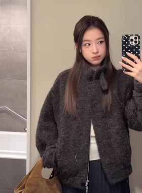 THE BREATHE现H25秋冬款神仙藤井树同羊毛夹克柔软圈圈呢立领外套