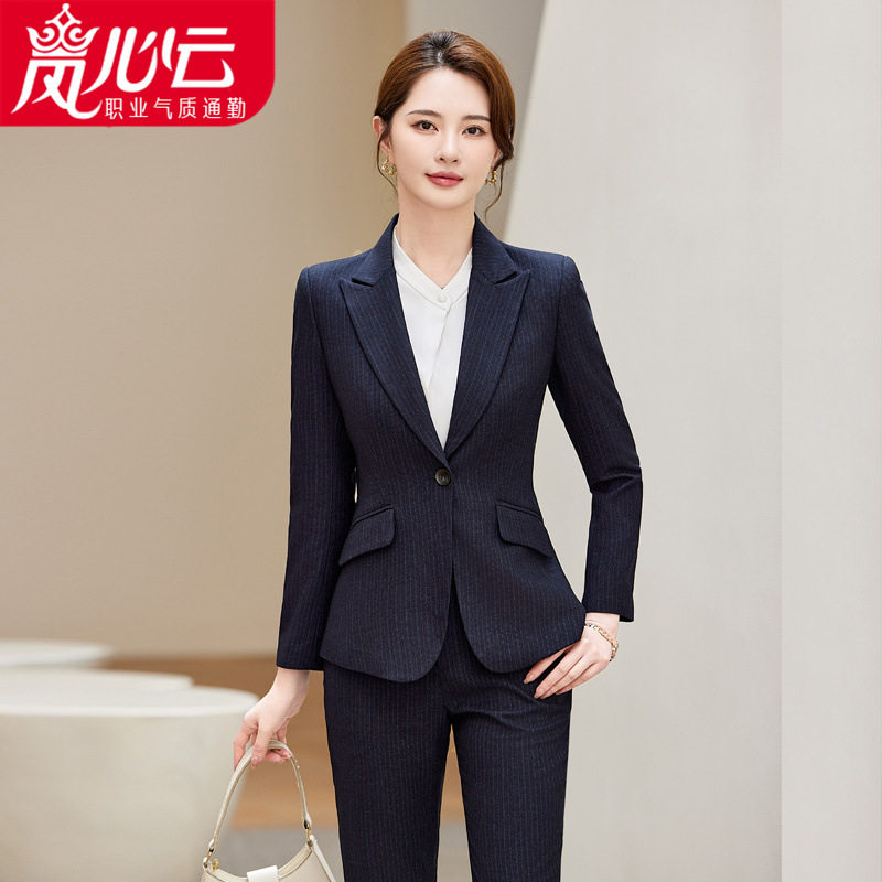 lanxinyun韩版女士长袖职业西服正式西裤套装面试销售工作服3061