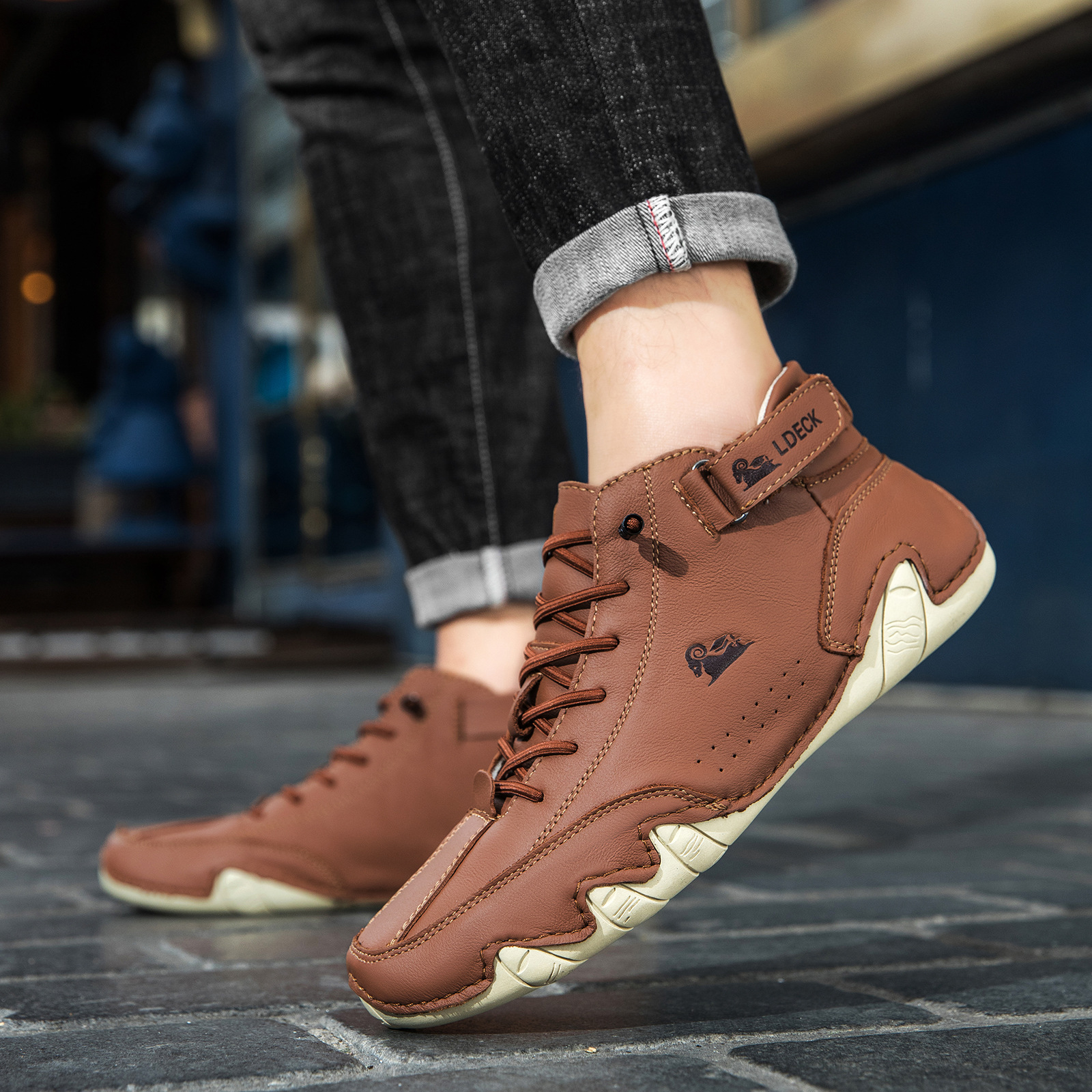 跨境爆款头层牛皮高帮马丁靴棉鞋八爪鱼秋冬季加绒男女鞋户外