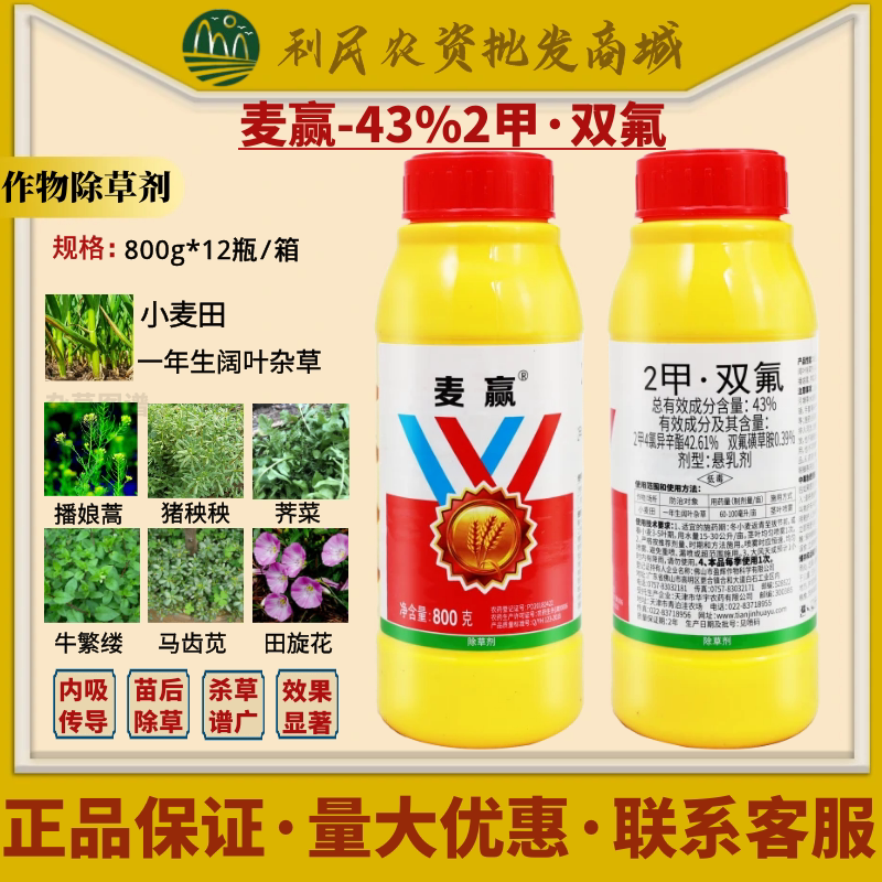 麦赢43%2甲4氯异辛酯 双氟磺草胺小麦田一年生阔叶杂草农药除草剂
