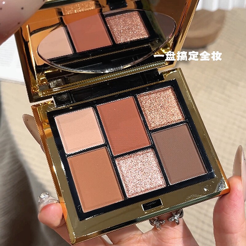 魔法色彩巧克力黑金6色眼影盘千金贵气爆闪便携持久珠光提亮修容