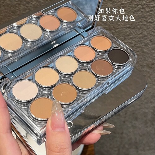 POTO十色眼影盘哑光自然低饱和郁金香持妆细闪温柔便携易上色珠光