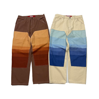重磅 双膝伐木裤美式小众街头帆布厚重多袋宽松滑板工装长裤男女