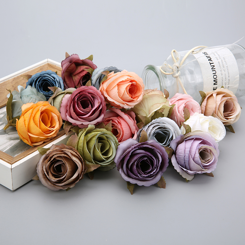 复古复古玫瑰花头花朵绢花布花