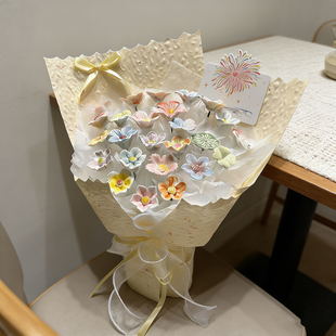 景德镇高温手工陶瓷花朵 仿真花永生花束装饰摆件 节日礼物送女友