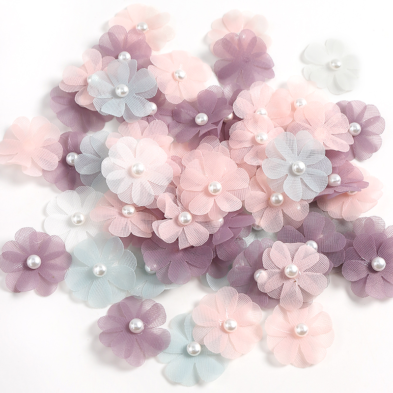 纱花婚礼立体珍珠diy手工制作