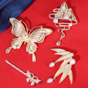 螺钿非遗手工diy材料包胸针发夹合金饰品古风发簪点翠礼物