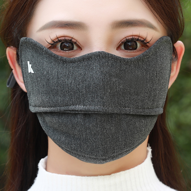 保暖口罩女秋冬季高颜值时尚气质百搭加绒加厚防风防寒防冻脸面罩