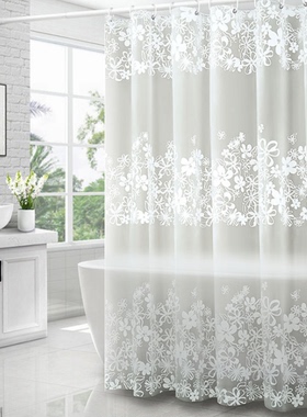 田园风peva日式轻奢浴帘高档环保防水防霉浴帘布浴室挂帘隔断帘