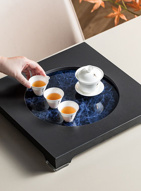 简约正方形岩板一体茶盘拼接技术