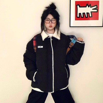 贝壳羊羔羽绒棉服女2025冬季新款