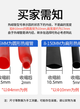 热缩管低压绝缘2倍热收缩套管热塑管34678-150mm红黄蓝绿黑白双色