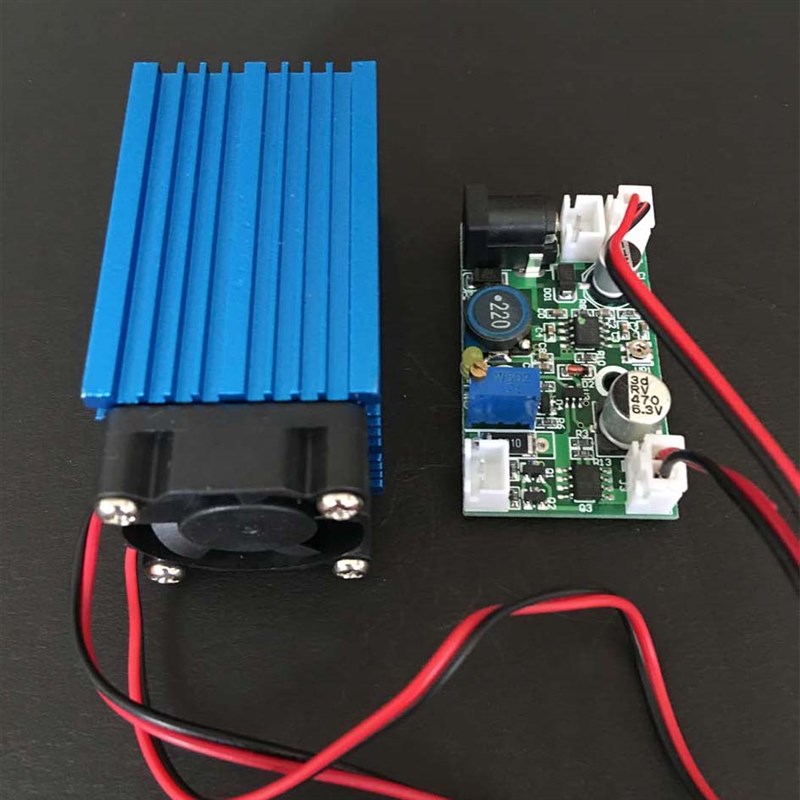 12V可调焦445nm 2.3W雕刻机蓝光激光模组450nm 2300mW 带防护眼镜