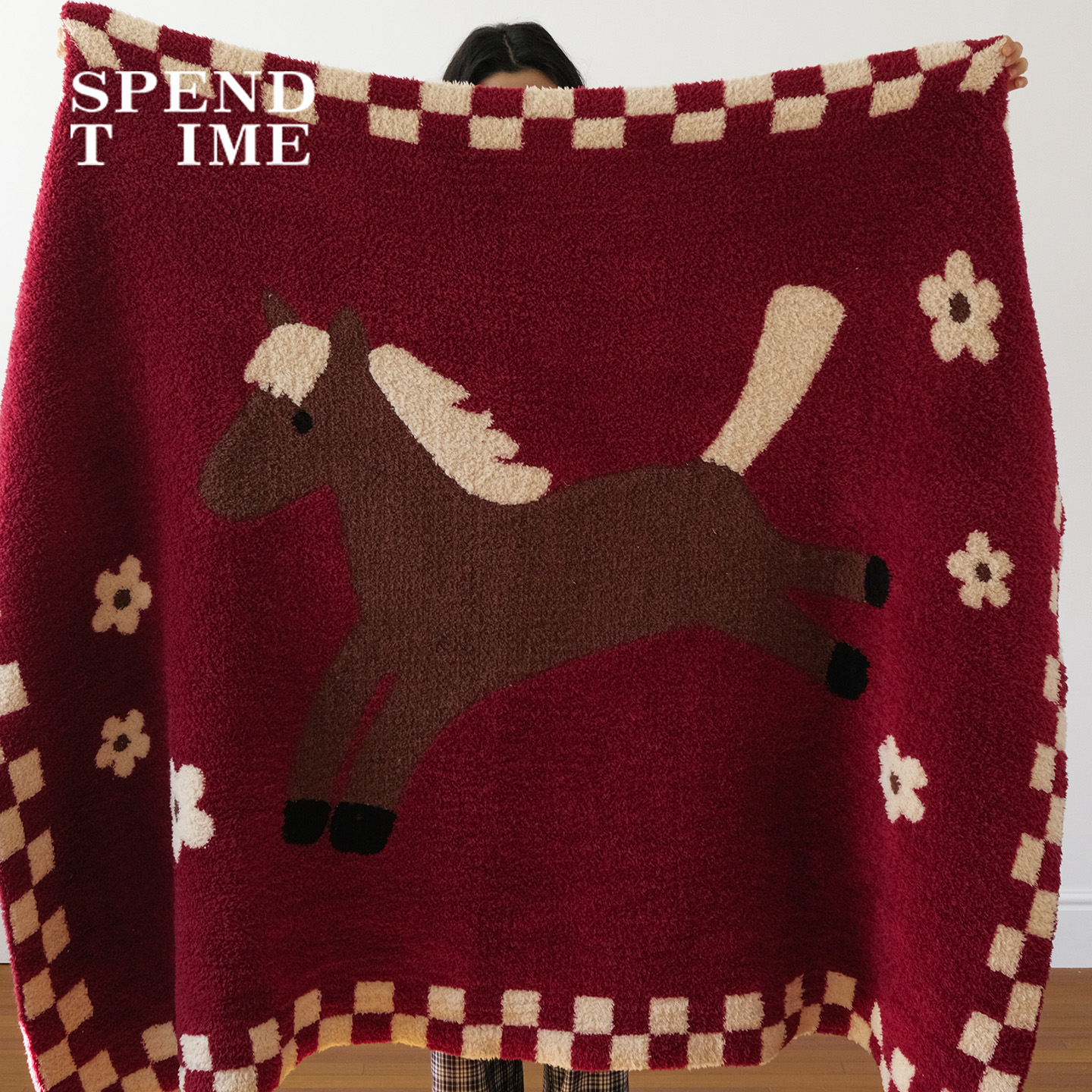 原创马年新年盖毯秋冬加厚