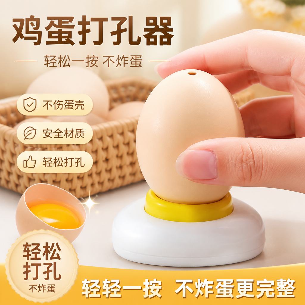 磁吸自动锁鸡蛋打孔切蛋器不破图片