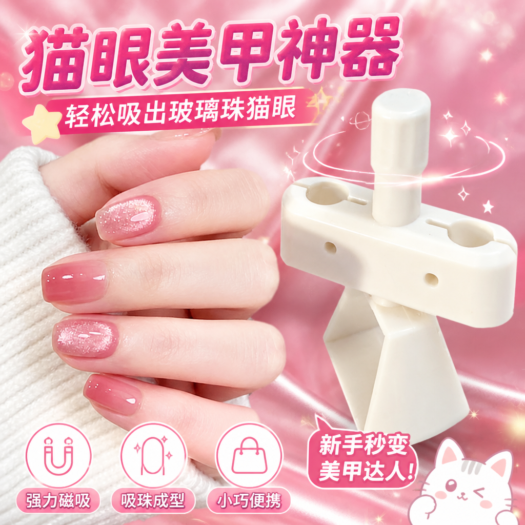 吸猫眼玻璃珠旋转陀螺美甲神器