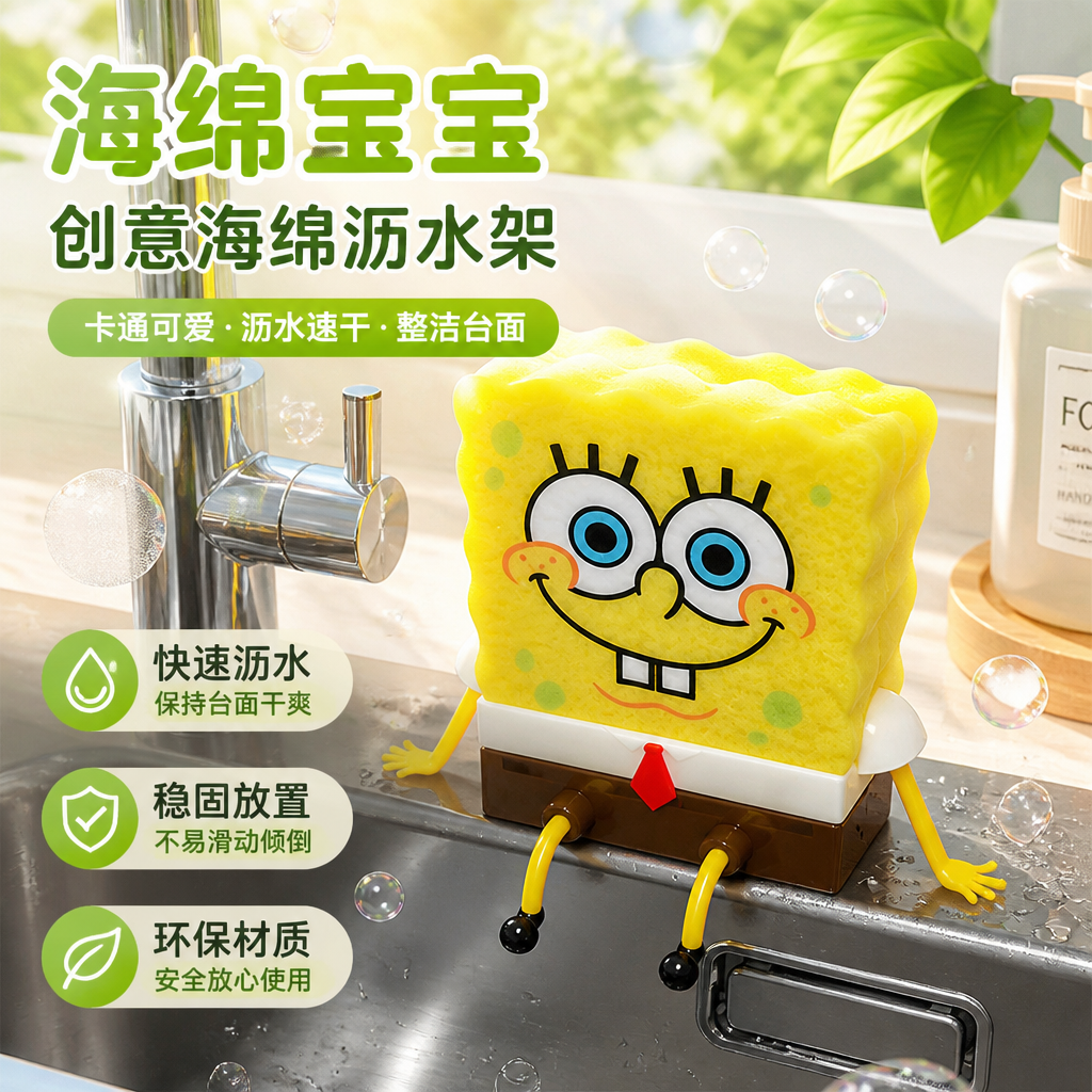 可爱海绵宝宝水槽沥水洗碗架