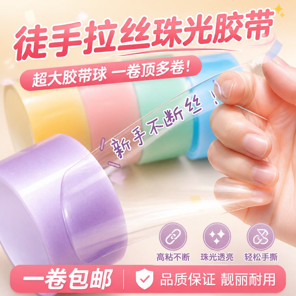 珠光马卡龙4.8厘米粘球胶带