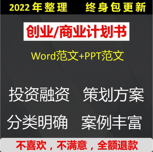大学生创新创业项目商业计划书syb案例ppt撰写模板范本word融资