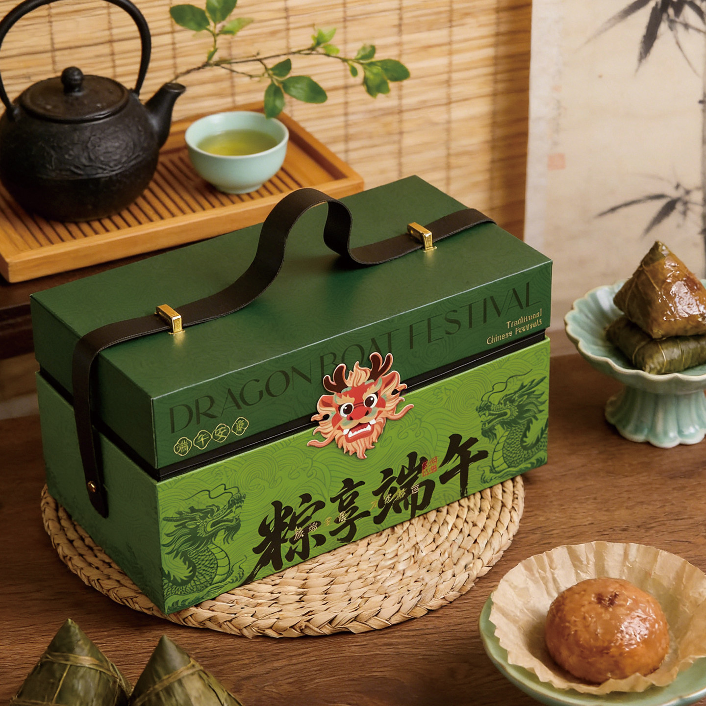 网红端午粽子礼品包装盒粽享端午咸鸭蛋送礼物创意手提空外包装盒