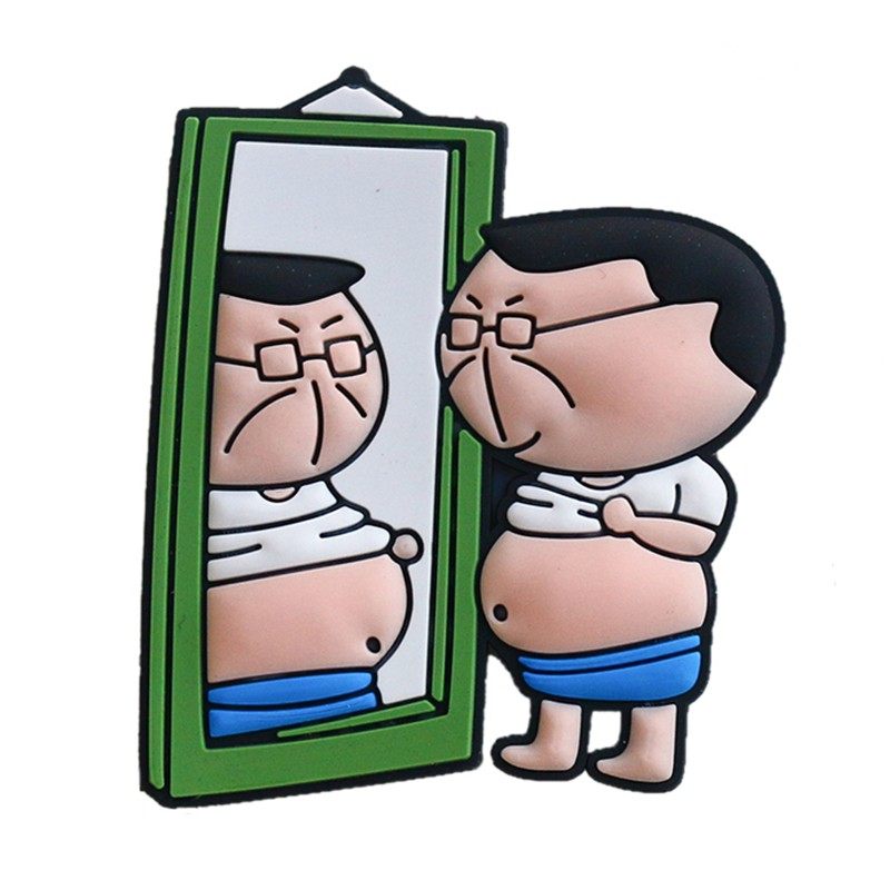 搞怪可爱胖男孩女孩照镜子生日装扮配件网红蛋糕装饰软胶大肚男孩