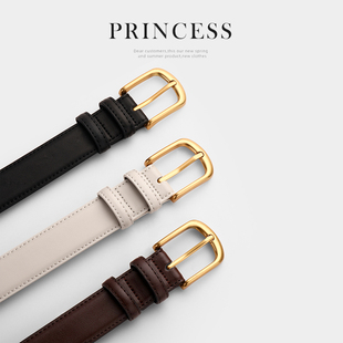 新款皮带女款真皮百搭简约女士腰带时尚装饰配牛仔裤带宽休闲白色