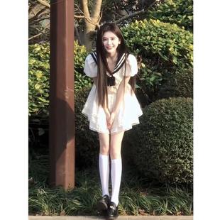 海军领法式 清纯甜美公主蓬蓬裙 千金连衣裙女夏季 小个子收腰泡泡袖