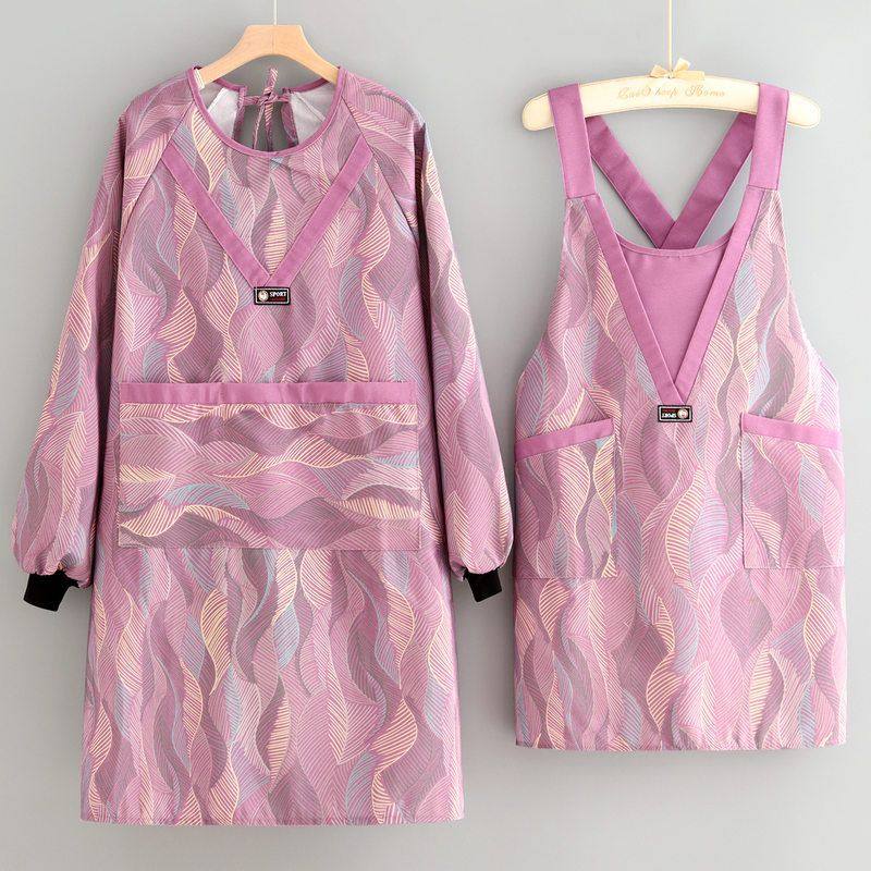 2025新款帆布围裙厨房家用防污罩衣女外穿透气长袖工作服餐饮围腰,家庭/个人清洁工具,围裙,淘宝优惠券,粉丝福利购,淘宝优惠卷