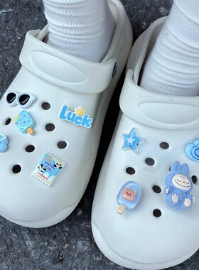洞洞鞋配饰高级感卡骆驰鞋花卡通蓝色bubu鞋扣适配CROCS智必星