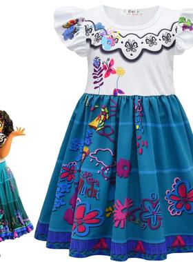 魔法满屋 Encanto 角色扮演女童裙子儿童飞飞袖连 衣裙