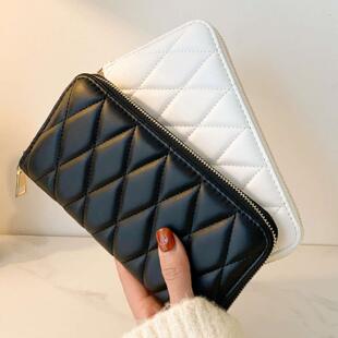 菱格钱包女长款2023新款欧美时尚大容量手拿包拉链女士钱夹ins风