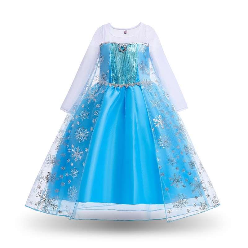 冰雪奇缘童装表演服爱莎公主裙长袖连衣裙子儿童女王装礼服frozen