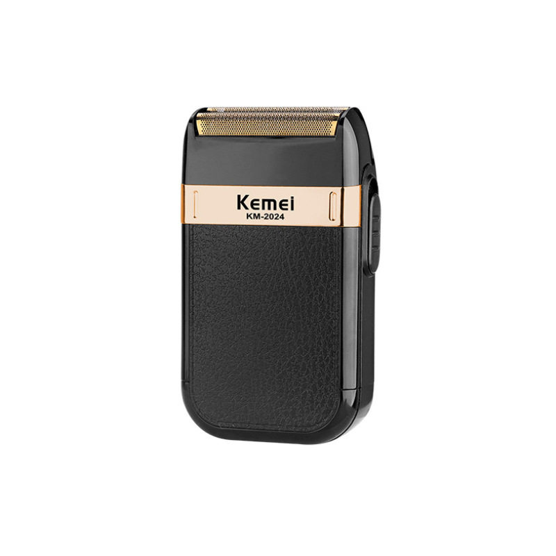 科美KM-2024跨境新款USB充电往复式双网剃须刀金银刀网全身水洗