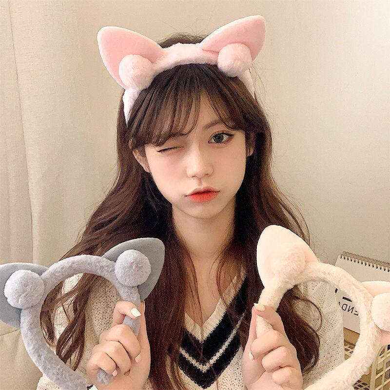 猫耳朵冬款毛绒发箍仙气发卡日系头箍洗脸用可爱女公主风韩式