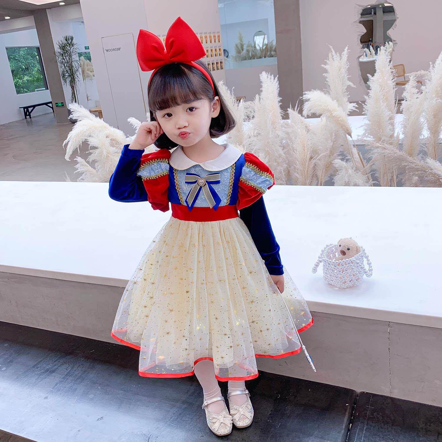 2021白雪公主裙子儿童蓬蓬纱裙女童连衣裙长袖秋冬礼服裙